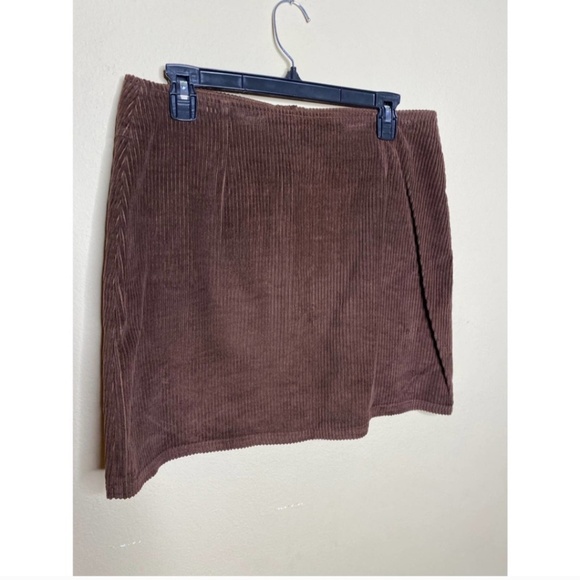 Vintage Corduroy Mini Brown Button Front Skirt Large - Picture 4 of 11
